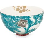 Pip Studio Heritage Turkuaz Gemi Desenli Kase 18 cm