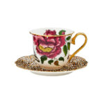 Spode Creatures Of Curiosity Tabaklı Çay Fincanı-Beyaz Leopar