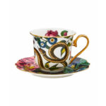 Spode Creatures Of Curiosity Tabaklı Çay Fincanı-Yılan&Siyah